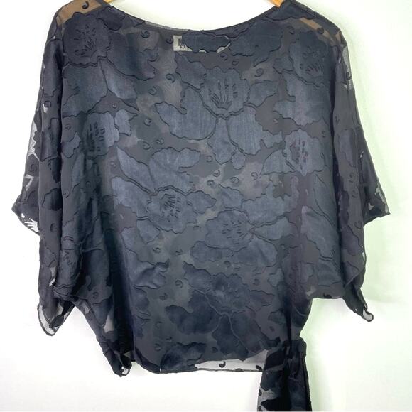 Vintage Sheer Black Top Flowers Ties - Picture 4 of 8